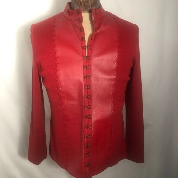 Womens Red Leather Jacket. Nygard Petites. Size M(10-12) . - Picture 1 of 9